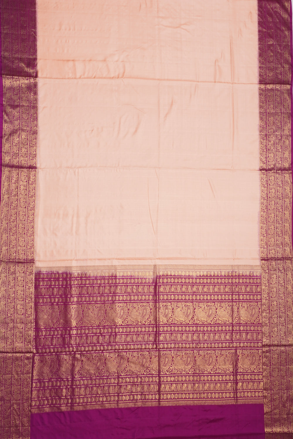 Kanchipuram Silk Plain Peach Saree