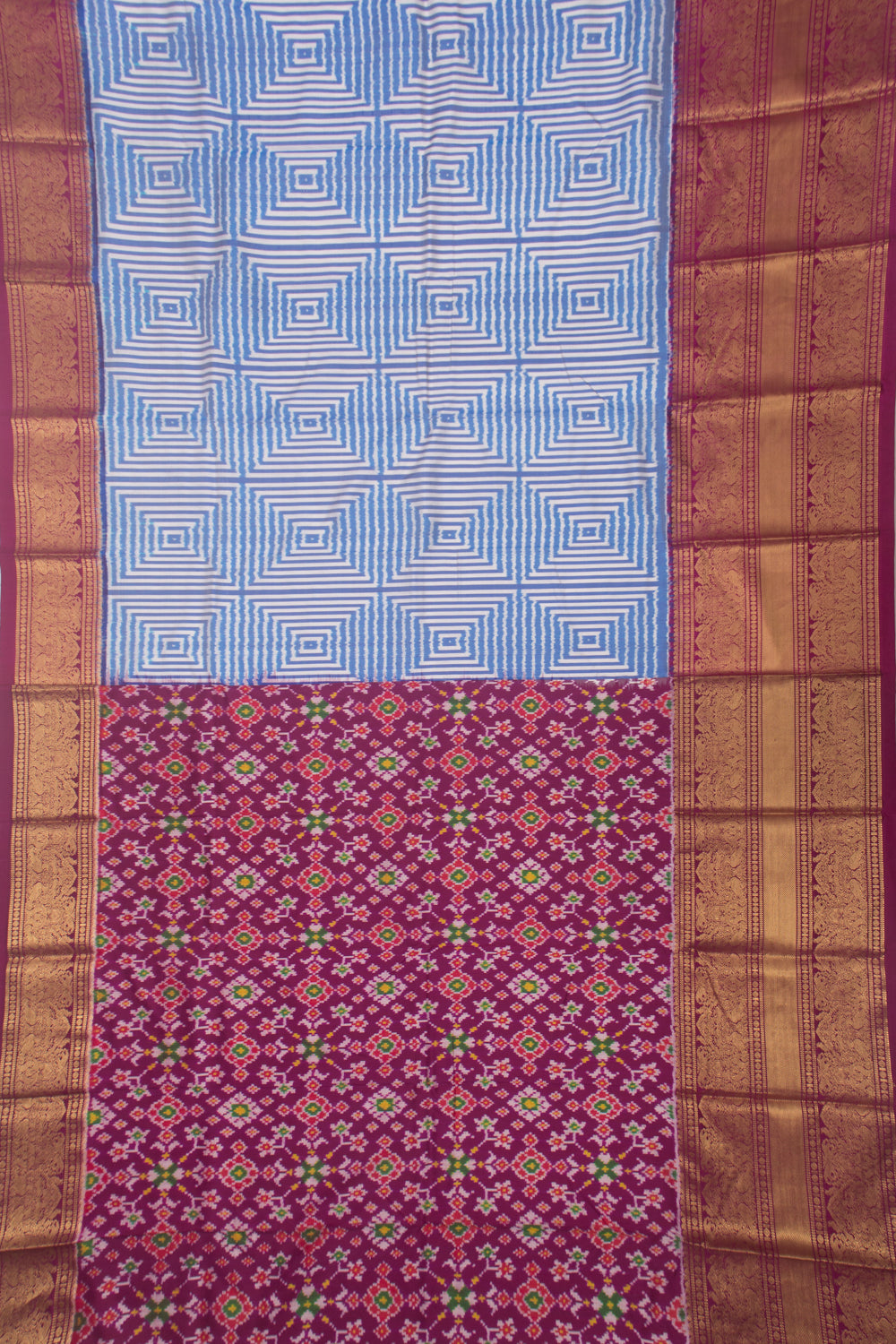 Kanchipuram Silk Ikat Sky Blue Saree