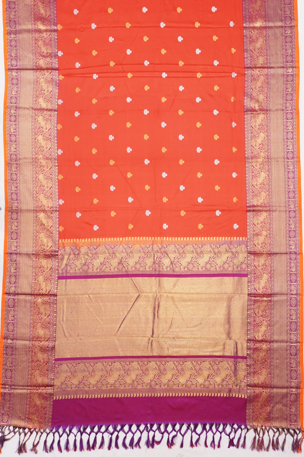 Kanchipuram Silk Twill Butta Dual Tone Red Saree