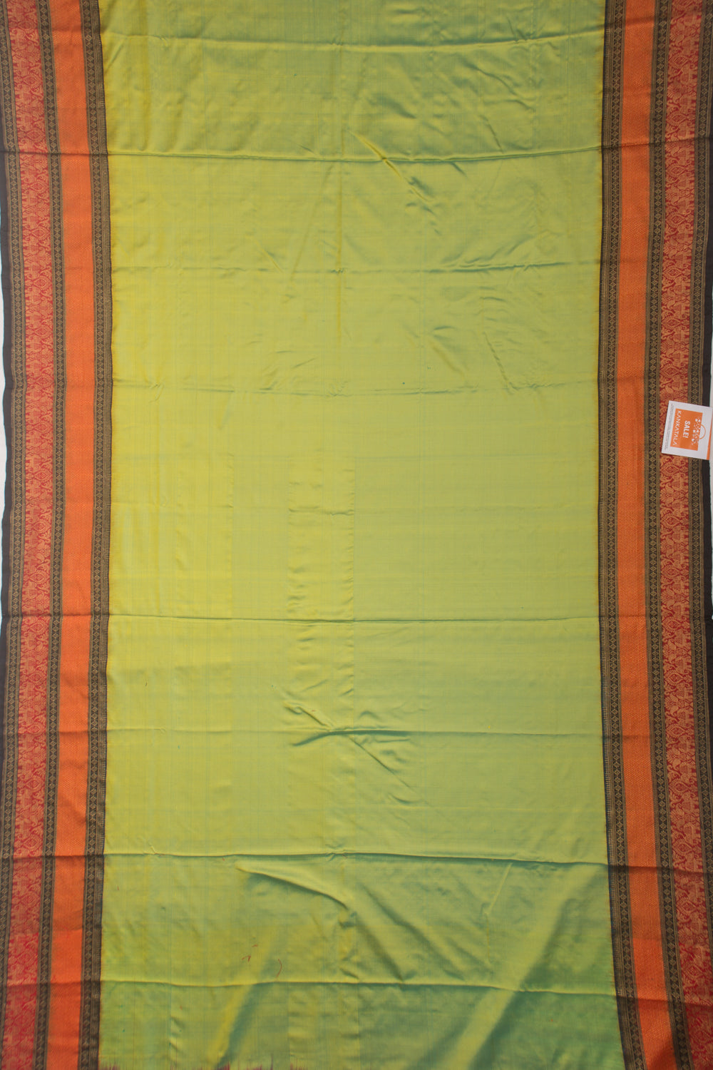 Kanchipuram Silk Twill Dual Tone Green And Yellow Saree