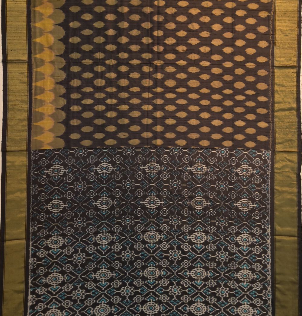 Pochampally Tussar Ikat Black Saree