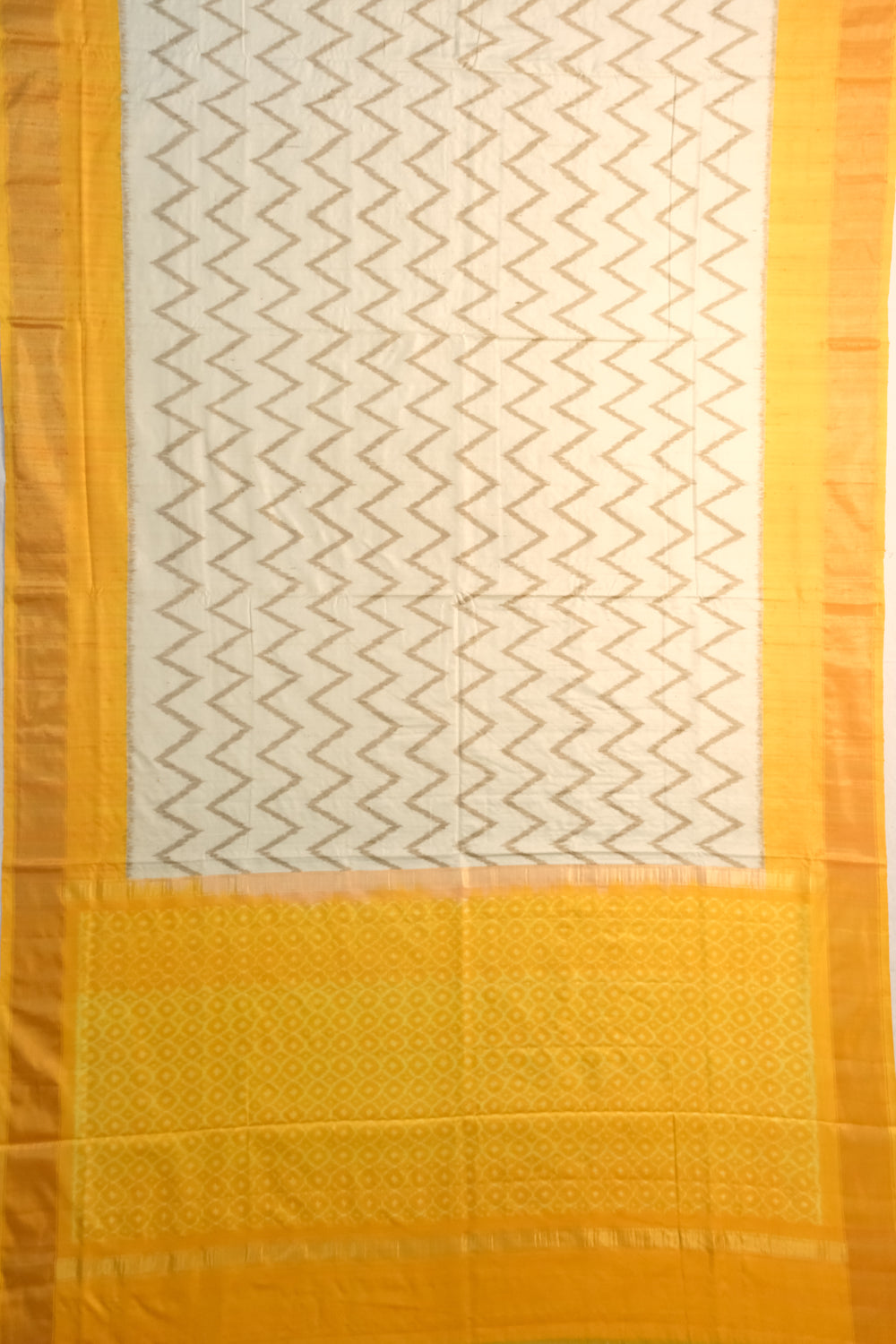 Pochampally Tussar Ikat Off White Saree