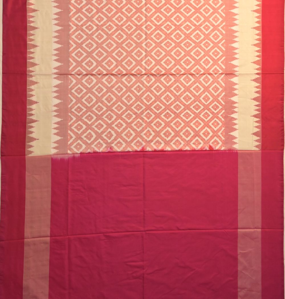 Pochampally Silk Ikat Cream Saree