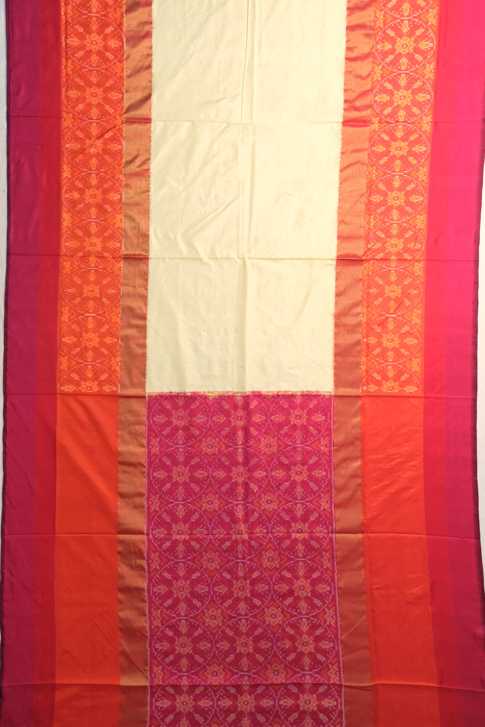 Pochampally Silk Ikat Off White Saree