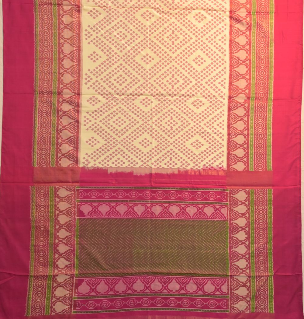 Pochampally Silk Ikat Cream Saree