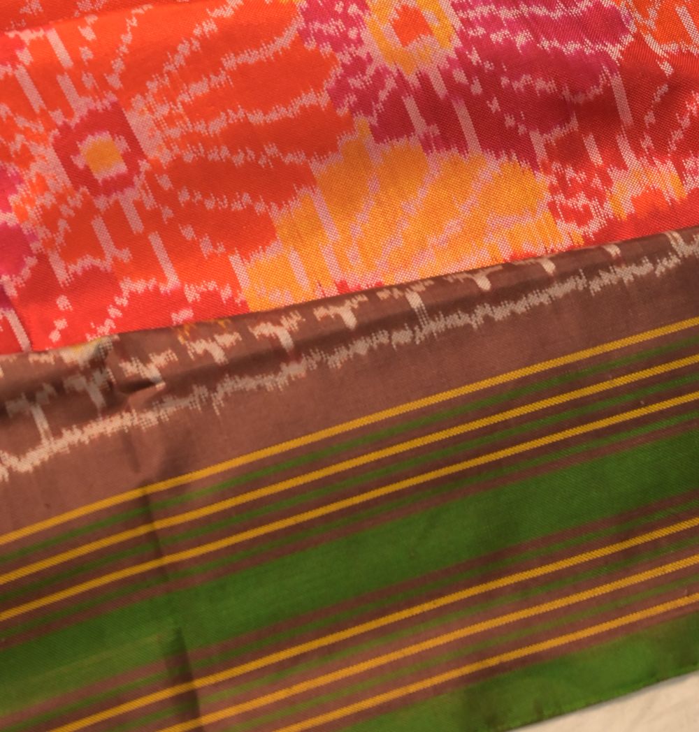 Pochampally Silk Ikat Orange Saree
