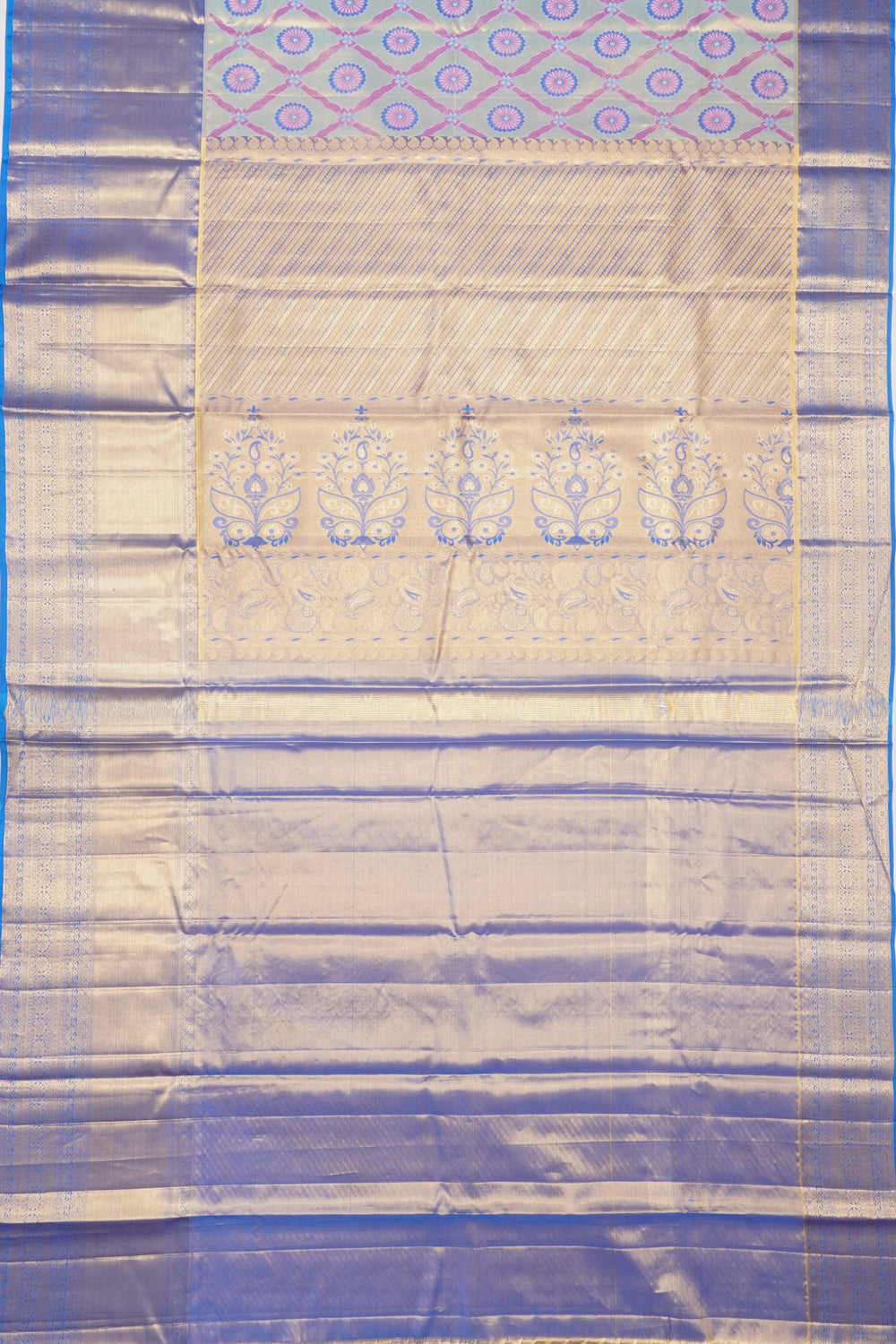 Taranga Kanchi Silk Brocade Patel Blue Saree