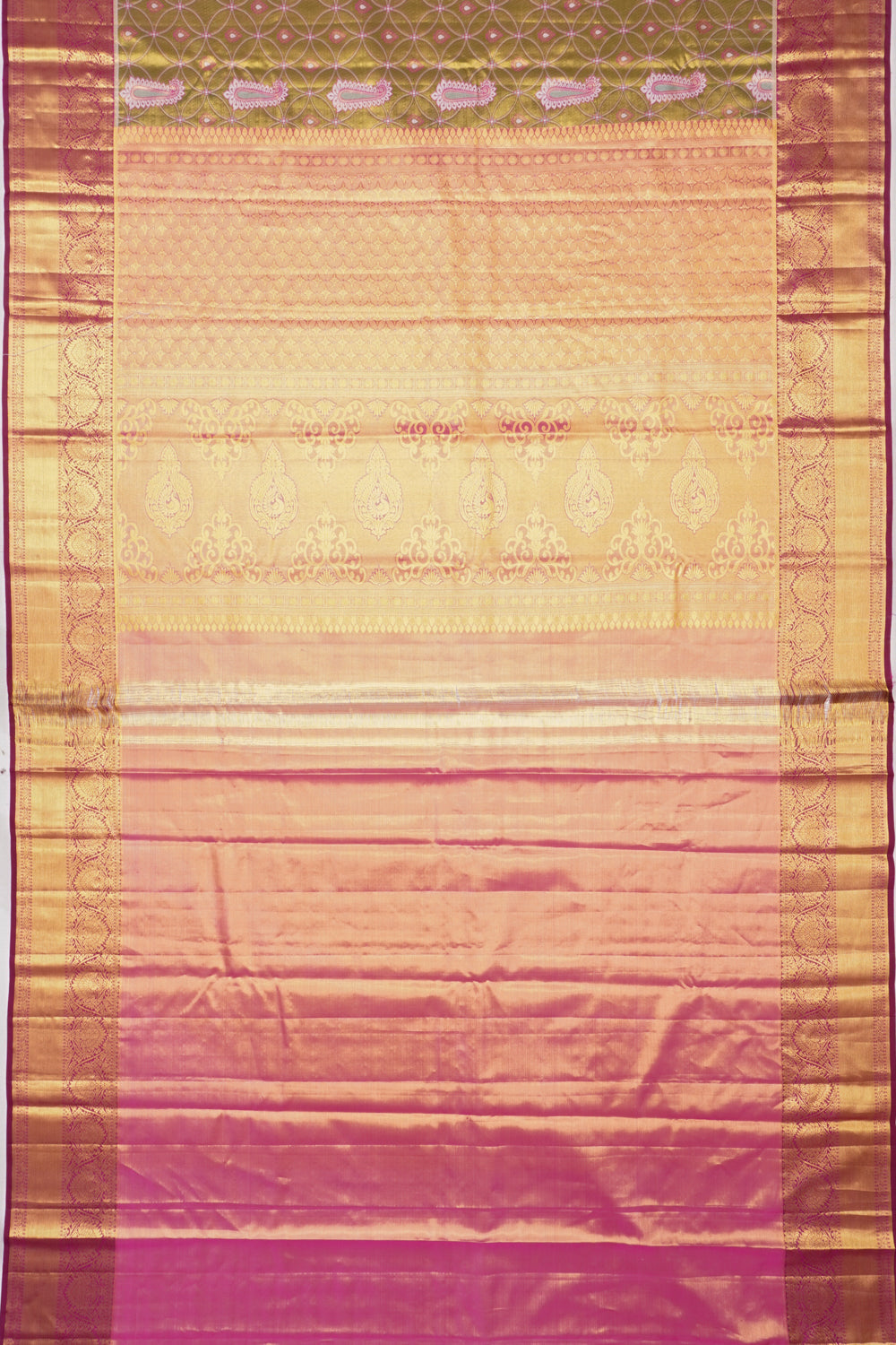 Taranga Kanchi Silk Tissue Brocade Green Saree