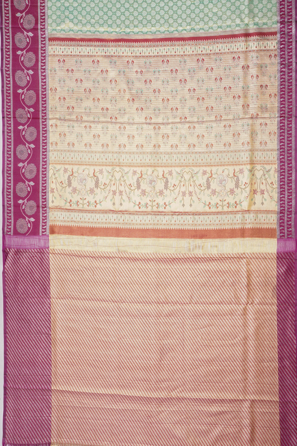 Taranga Kanchi Silk Tissue Brocade Pastel Green Saree