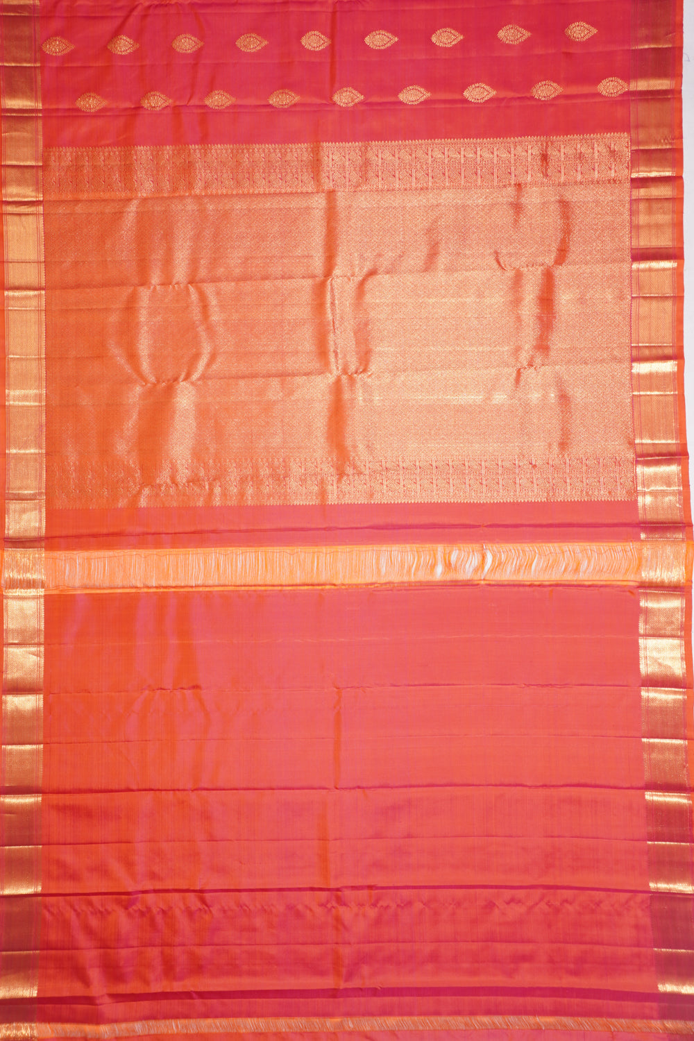 Kanchipuram Silk Butta Pink And Orange Saree