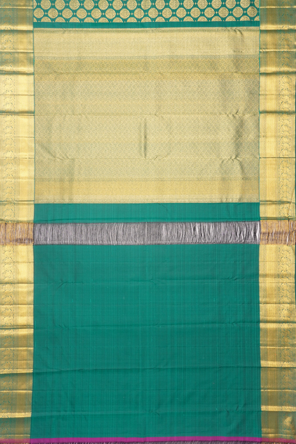 Kanchipuram Silk Brocade Dark Green Saree