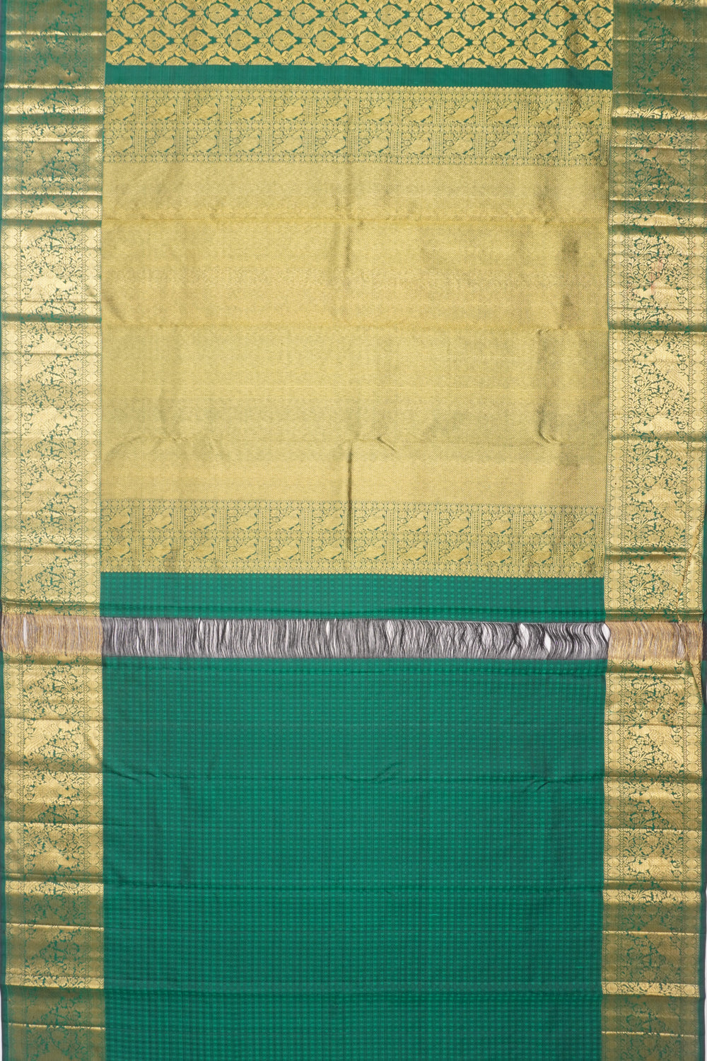 Kanchipuram Silk Brocade Dark Green Saree