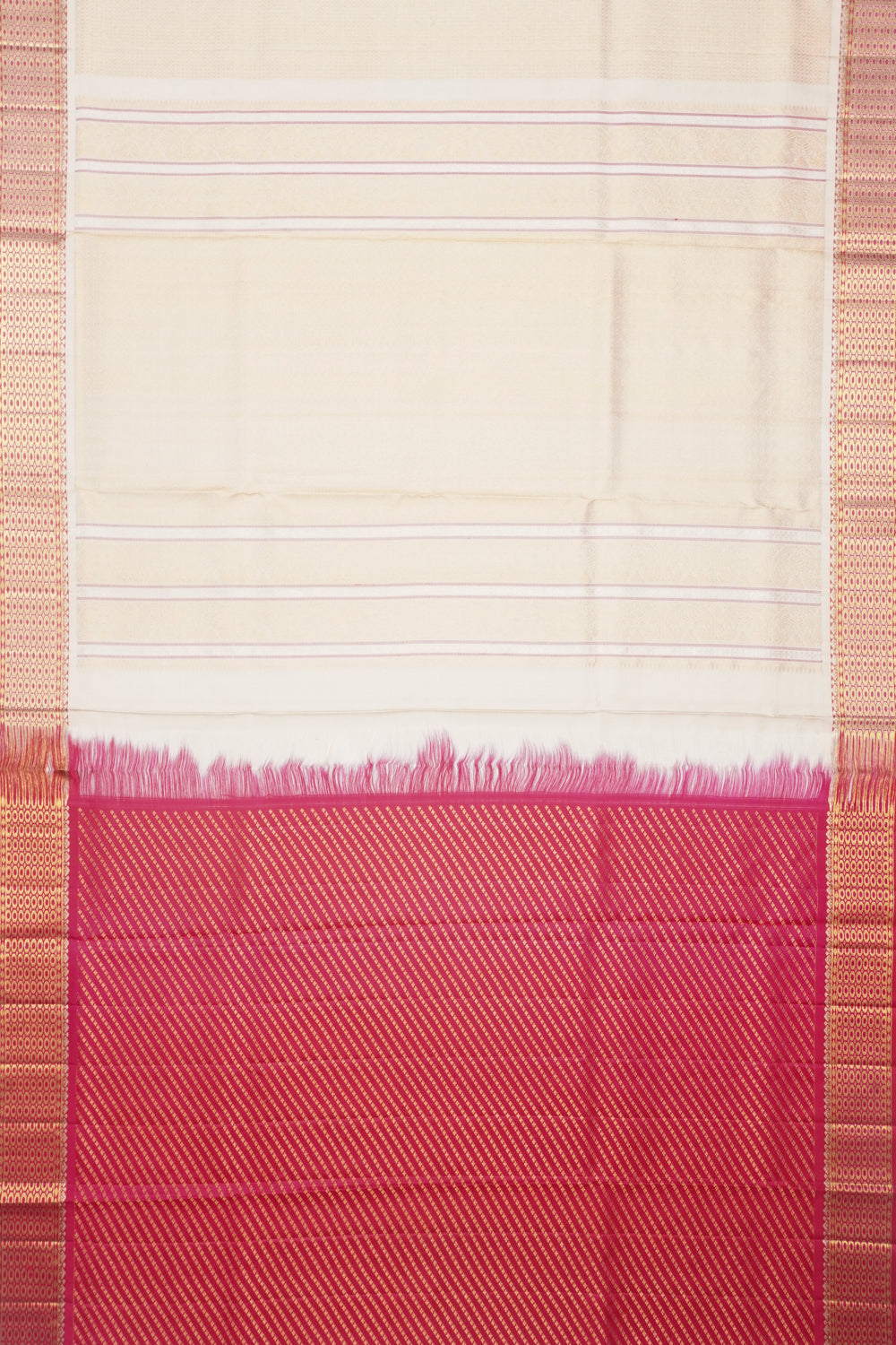 Kanchipuram Silk Brocade Off White Saree