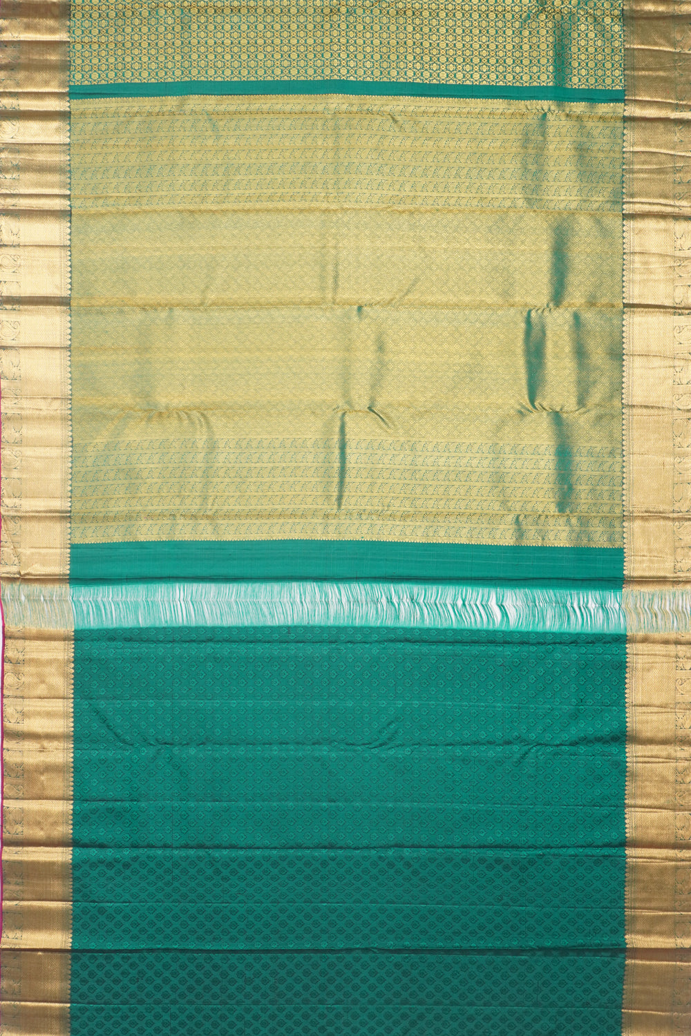 Kanchipuram Silk Brocade Dark Green Saree