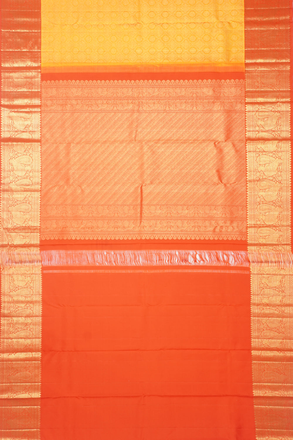 Kanchipuram Silk Brocade Mustard Yellow Saree