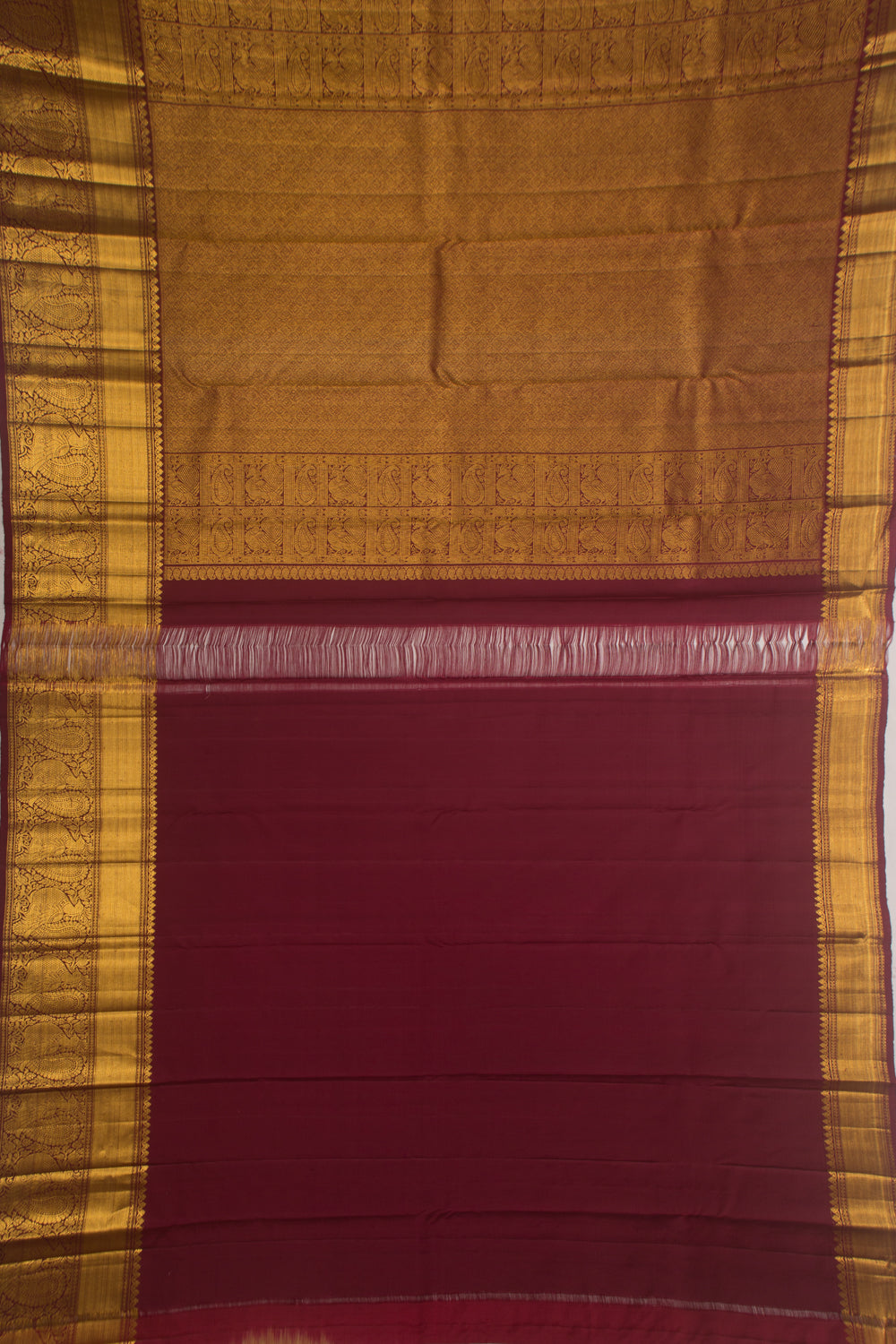 Kanchipuram Silk Brocade Cream Saree