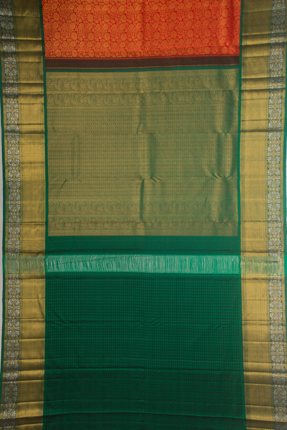 Kanchipuram Silk Brocade Red Saree