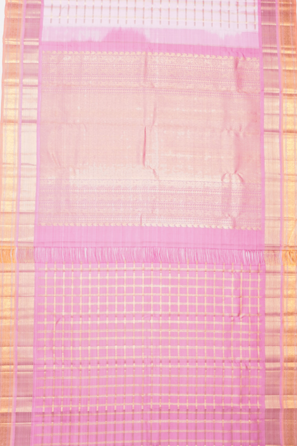 Kanchipuram Silk Checks Baby Pink Saree
