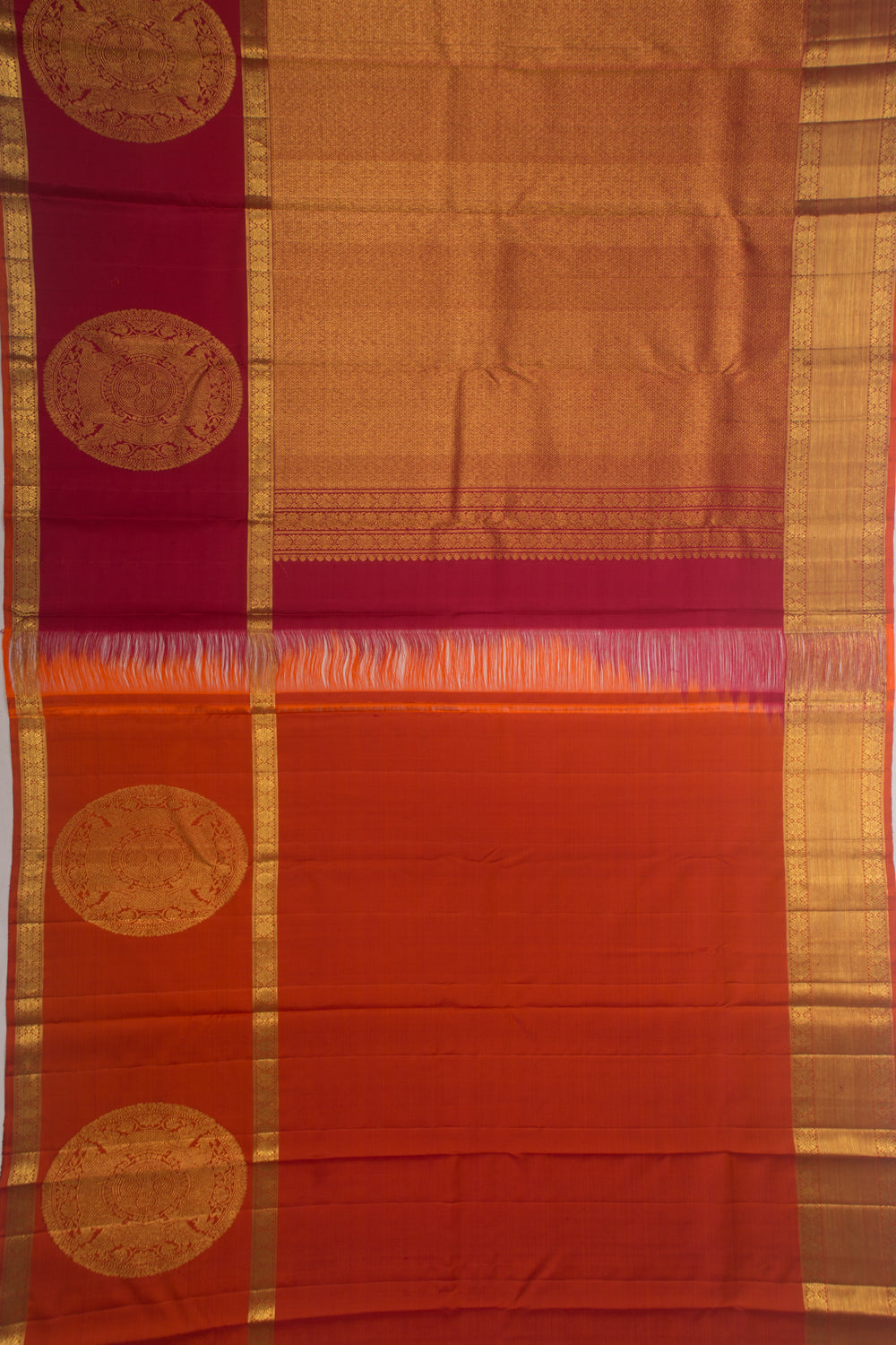 Kanchipuram Silk Checks And Butta Maroon Saree