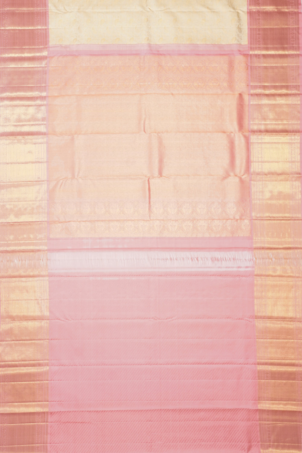 Kanchipuram Silk Brocade Cream Saree