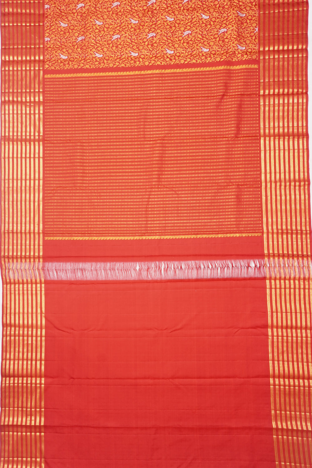 Kanchipuram Silk Brocade Red Saree