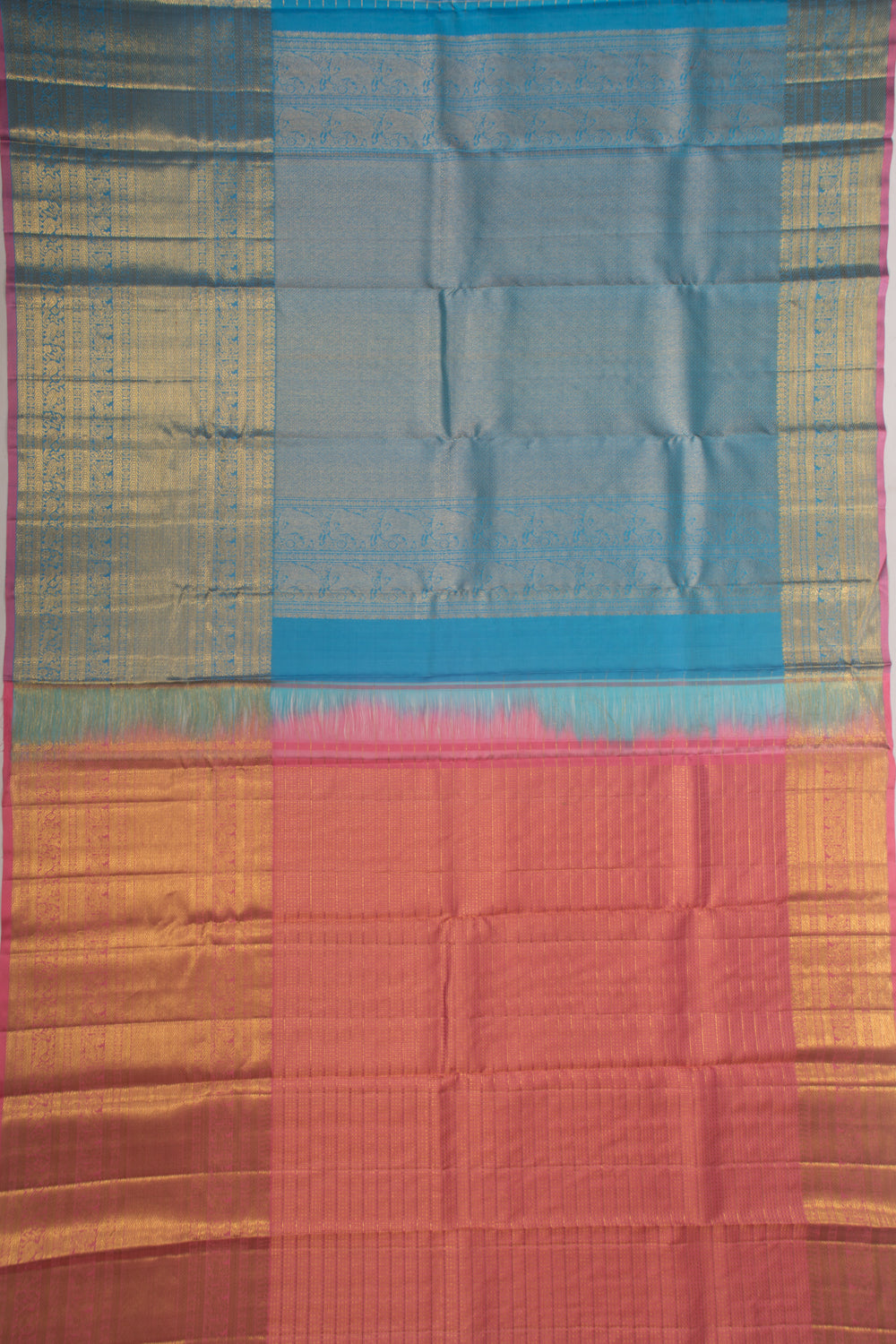 Kanchipuram Silk Checks Blue Saree