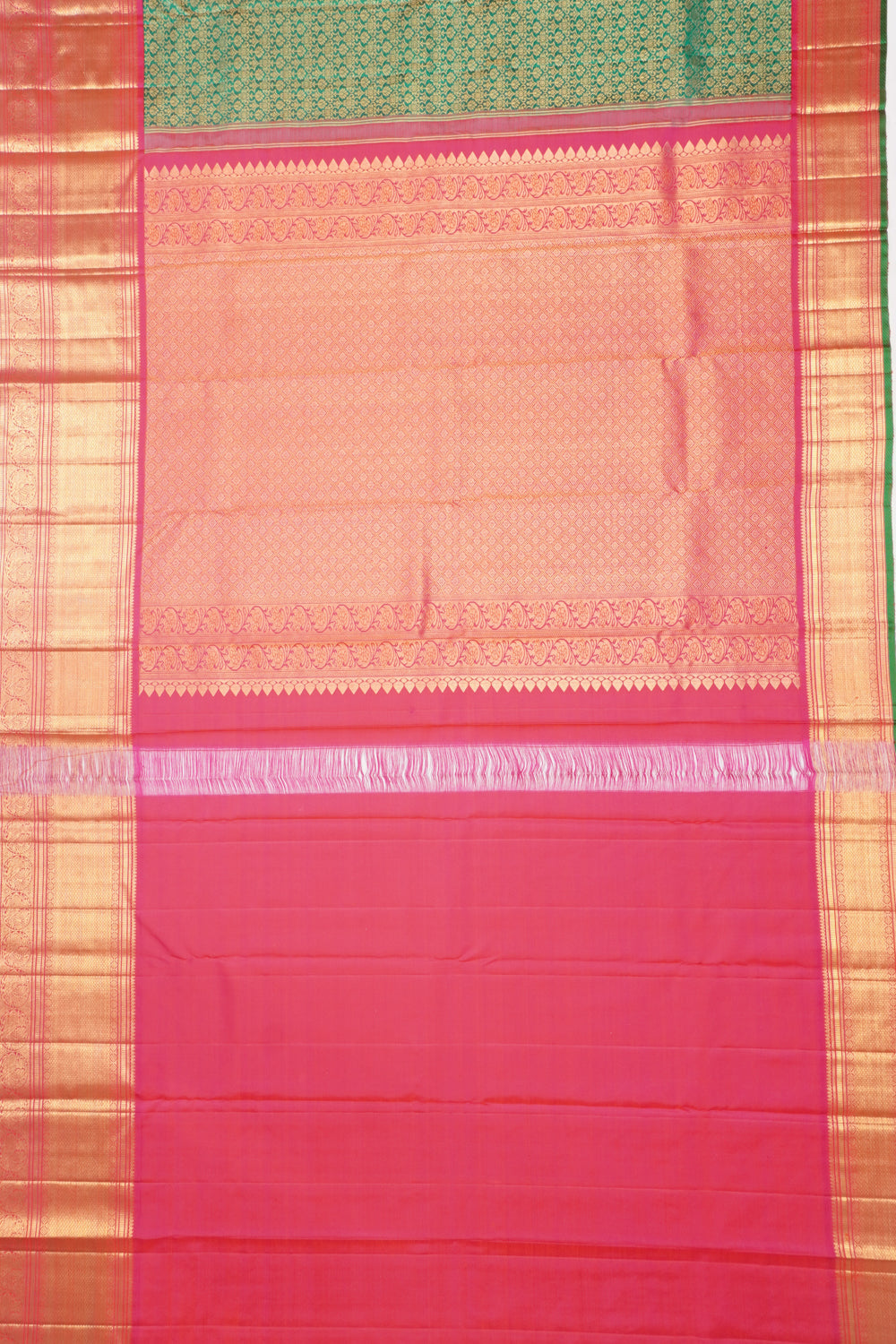 Kanchipuram Silk Brocade Dark Green Saree