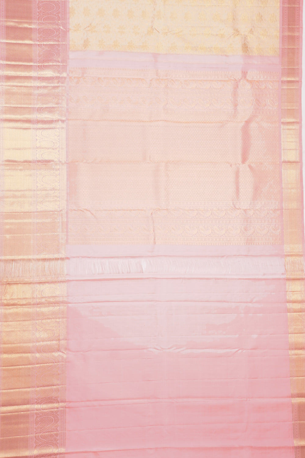 Kanchipuram Silk Brocade Cream Saree