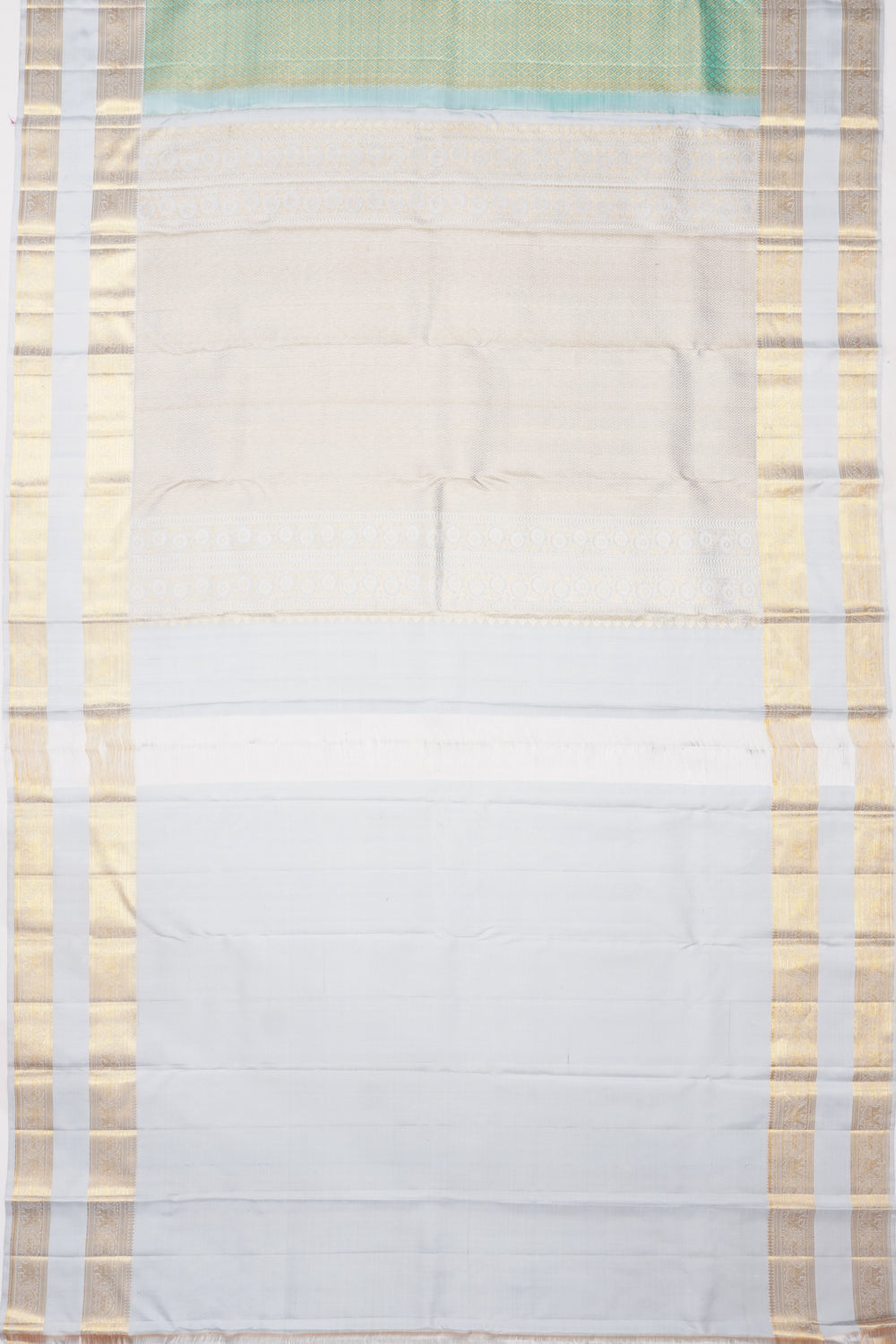 Kanchipuram Silk Criss Cross Checks Sea Green Saree