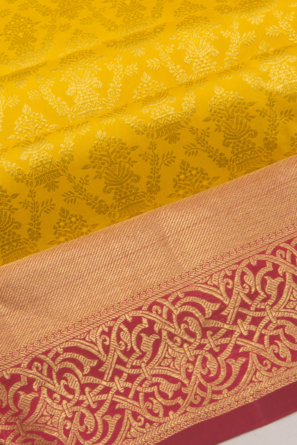 Kanchipuram Silk Brocade Yellow Saree