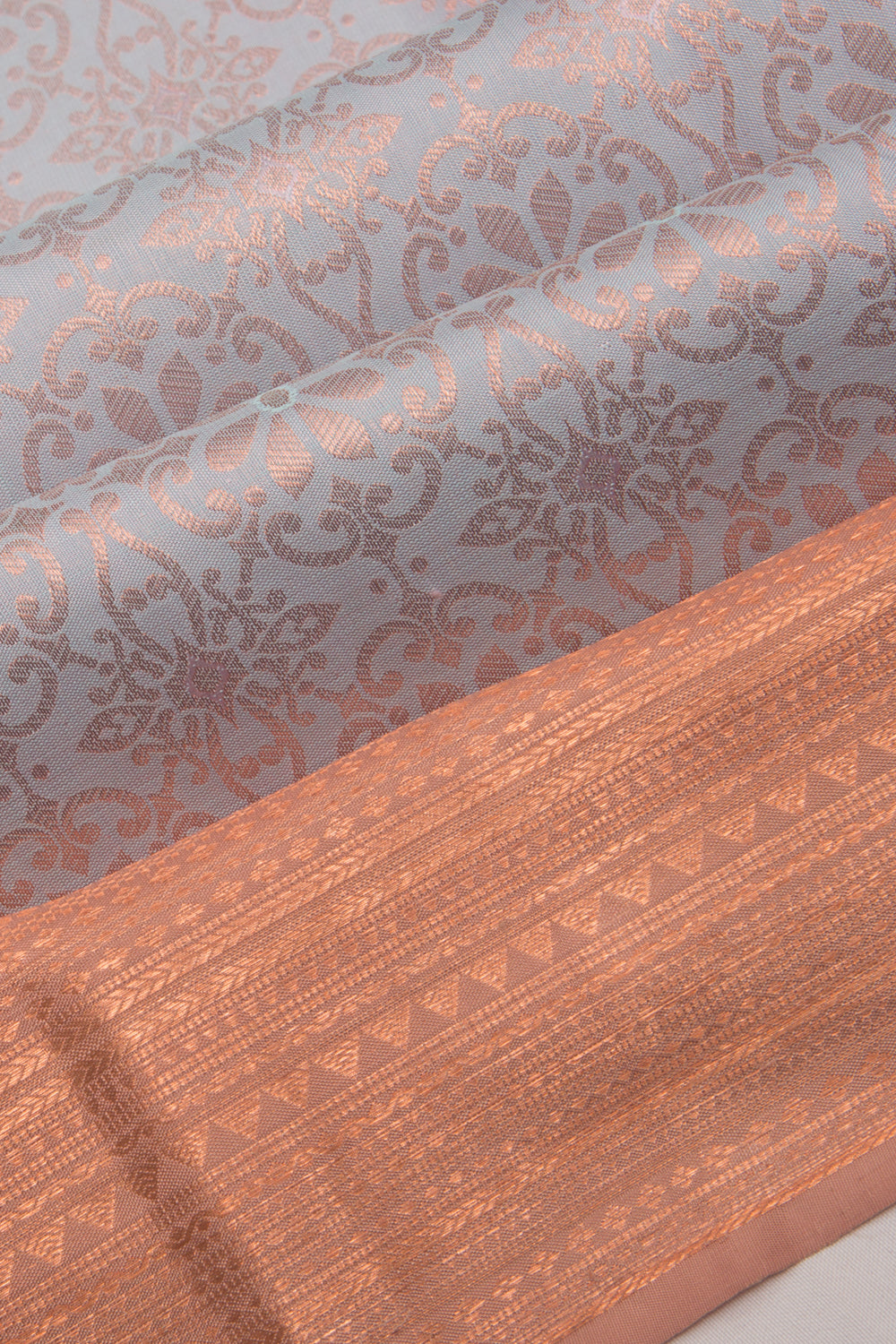 Kanchipuram Silk Brocade Grey Saree