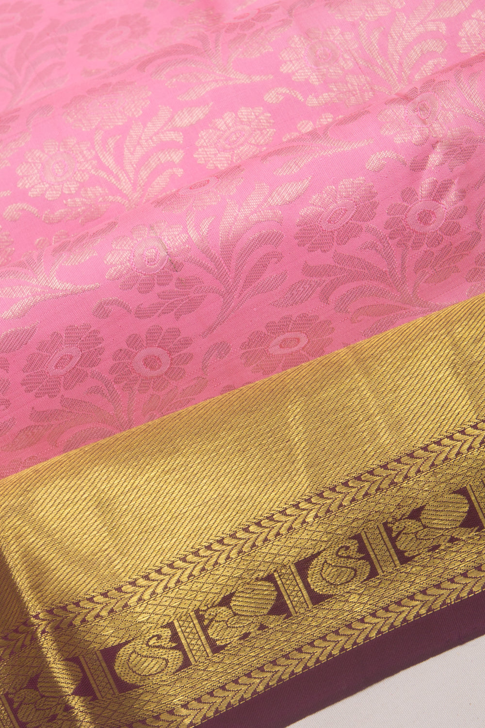Kanchipuram Silk Brocade Pink Saree