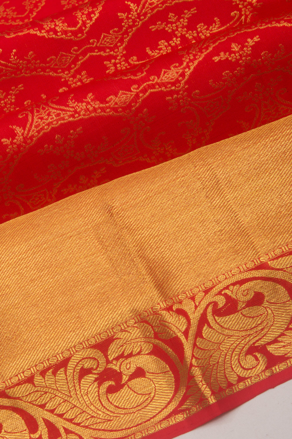 Kanchipuram Silk Brocade Red Saree