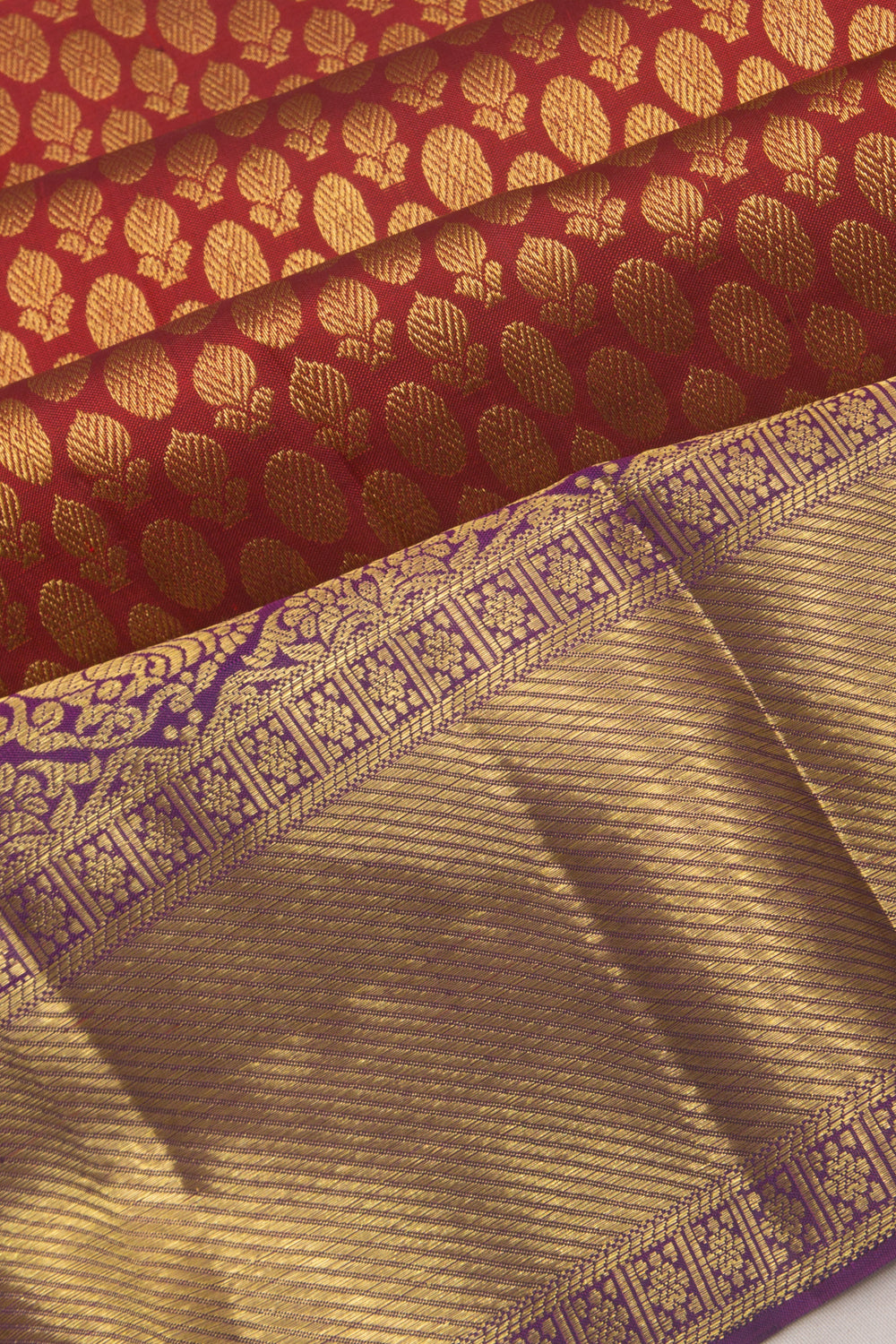 Kanchipuram Silk Brocade Maroon Saree