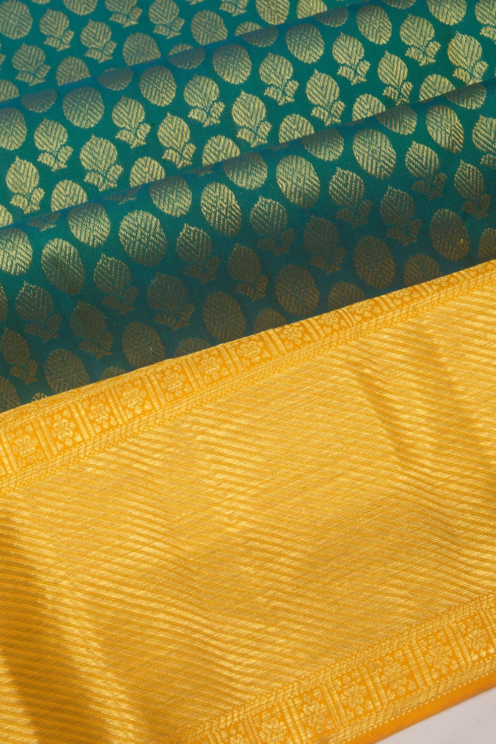 Kanchipuram Silk Brocade Teal Green Saree
