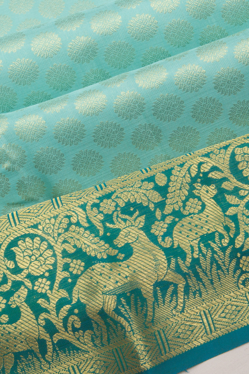 Kanchipuram Silk Brocade Sky Blue Saree