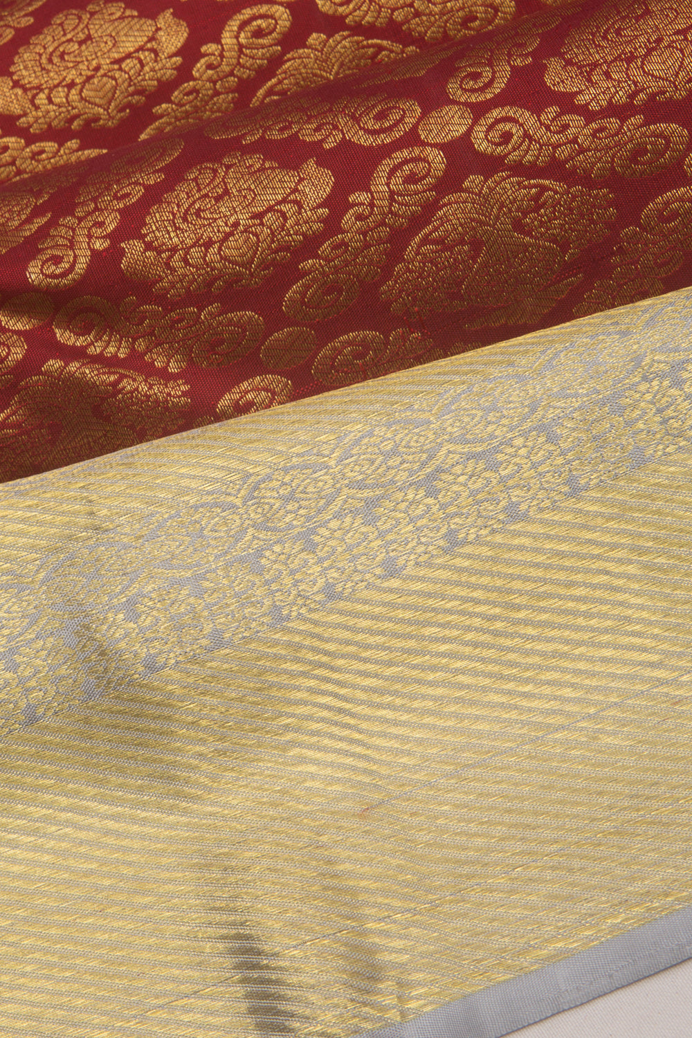 Kanchipuram Silk Brocade Maroon Saree