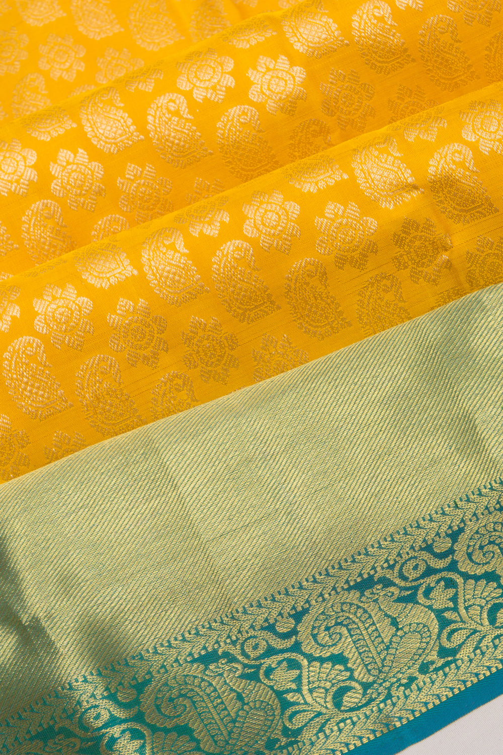Kanchipuram Silk Brocade Yellow Saree