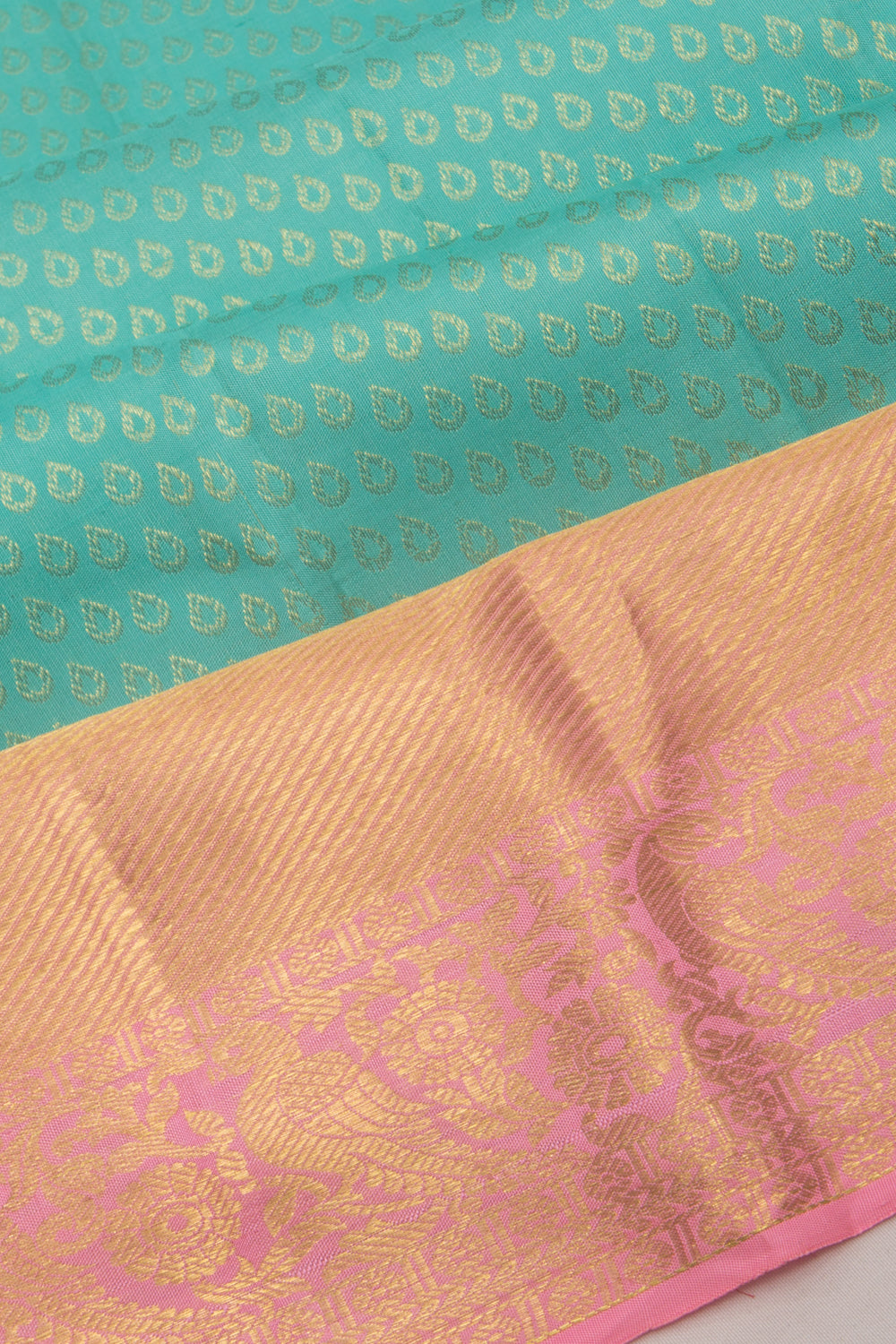 Kanchipuram Silk Brocade Pastel Blue Saree