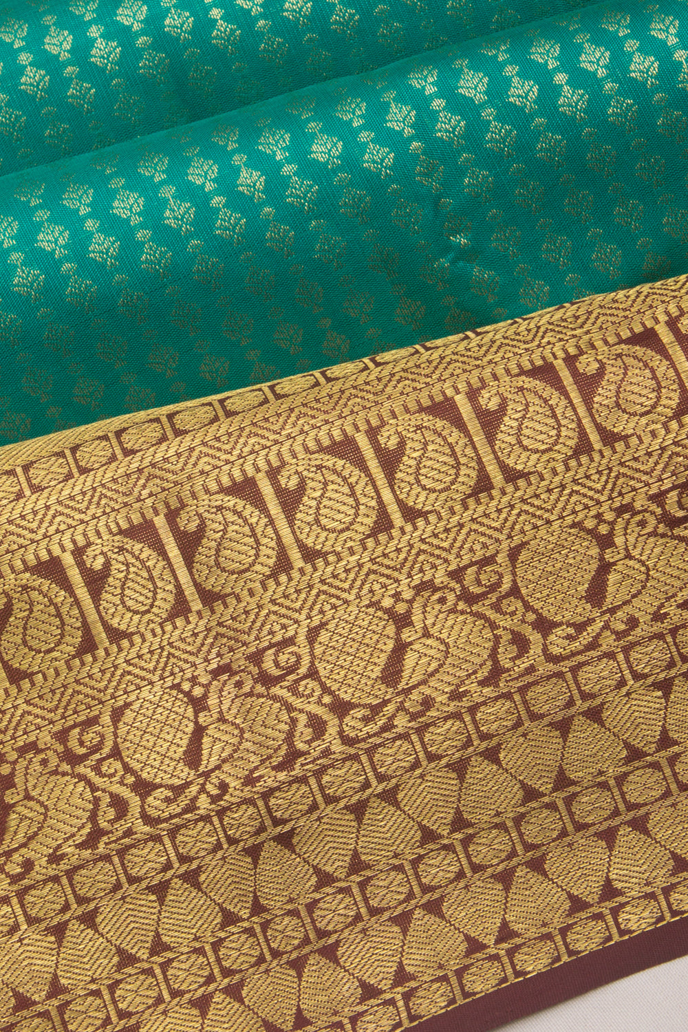 Kanchipuram Silk Brocade Sea Green Saree
