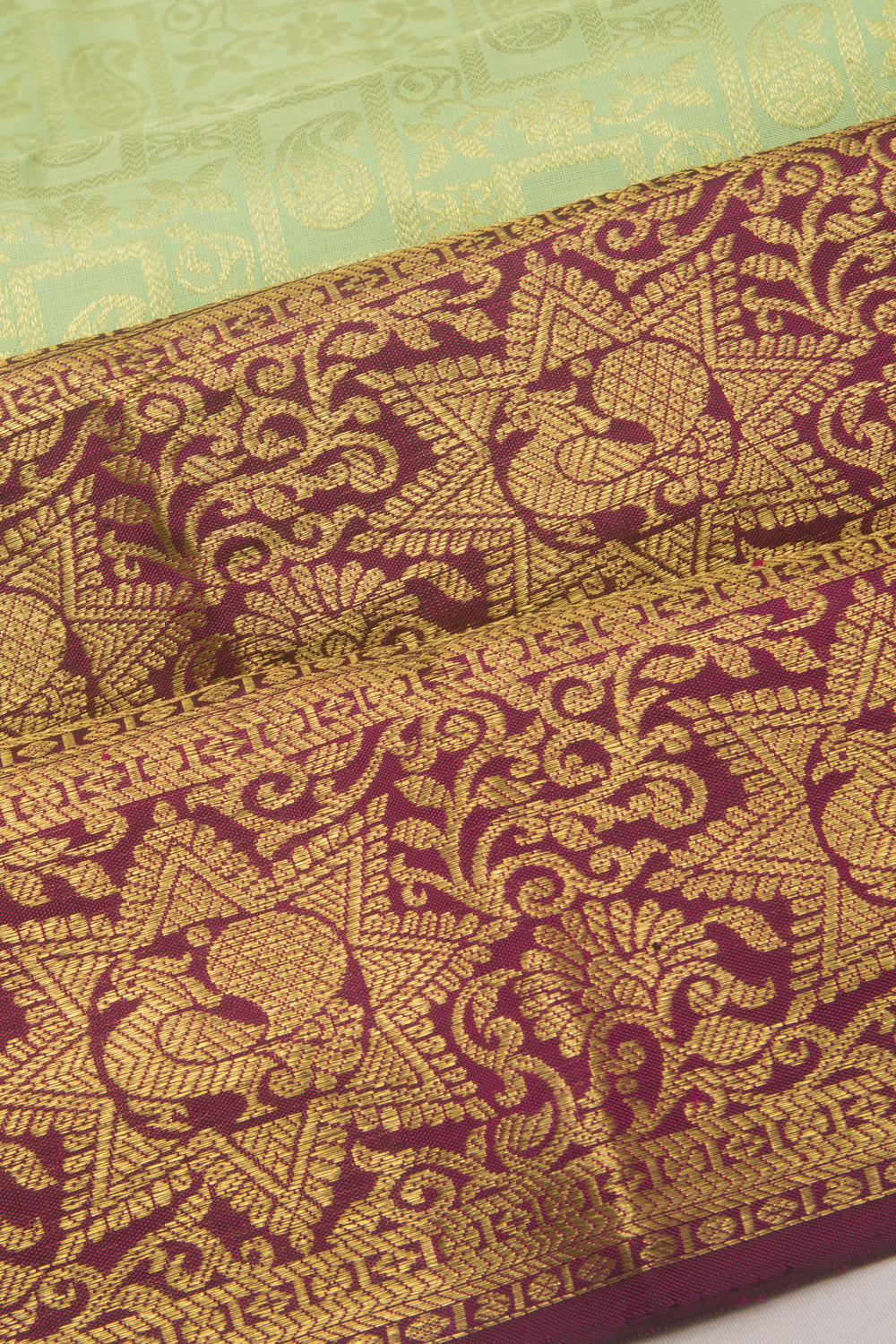 Taranga Kanchi Silk Brocade and Butta Pastel Green Saree