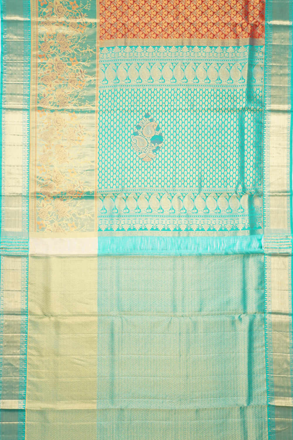 Taranga Kanchi Silk Tissue Brocade Red Saree