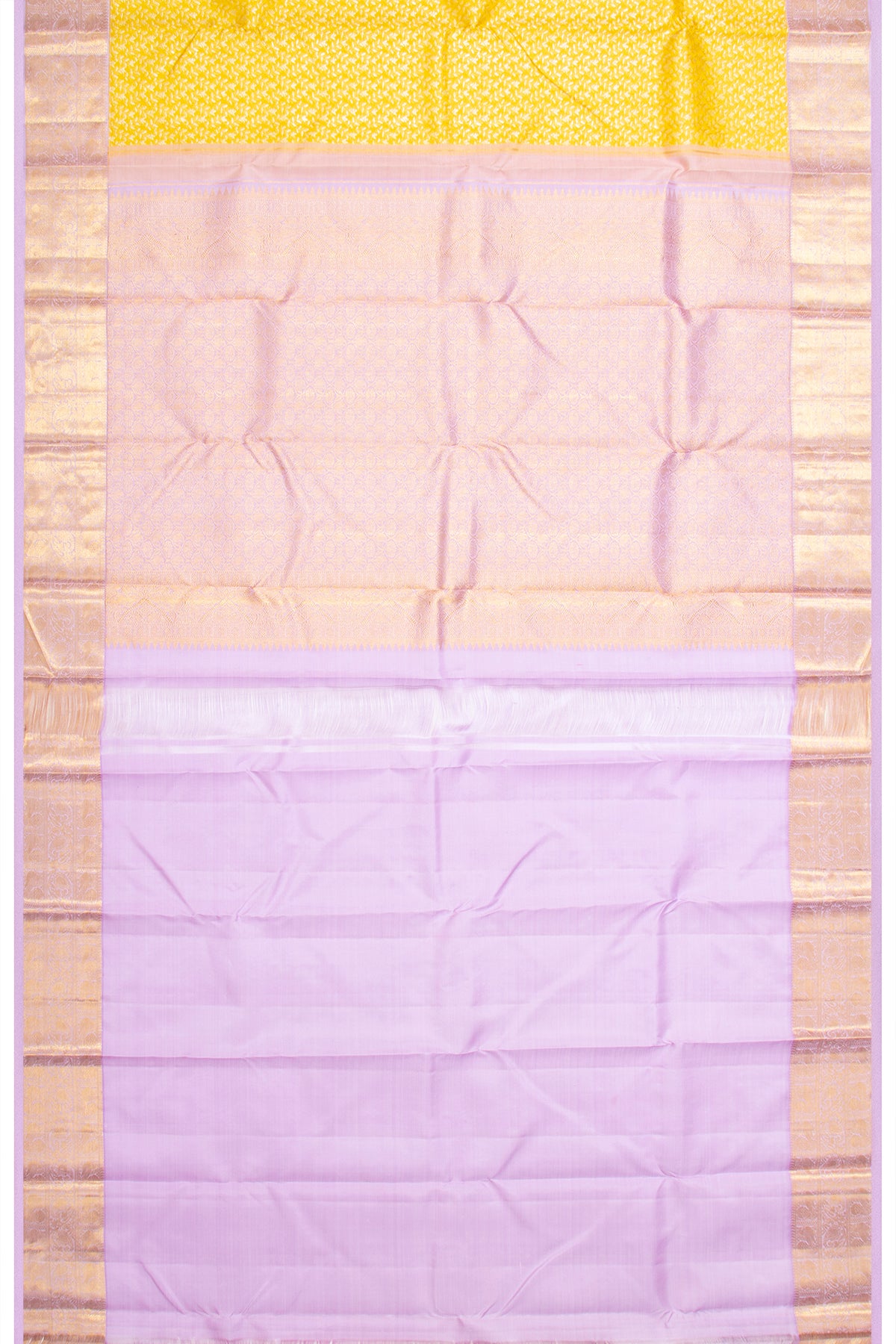 Kanchipuram Silk Brocade Yellow Saree