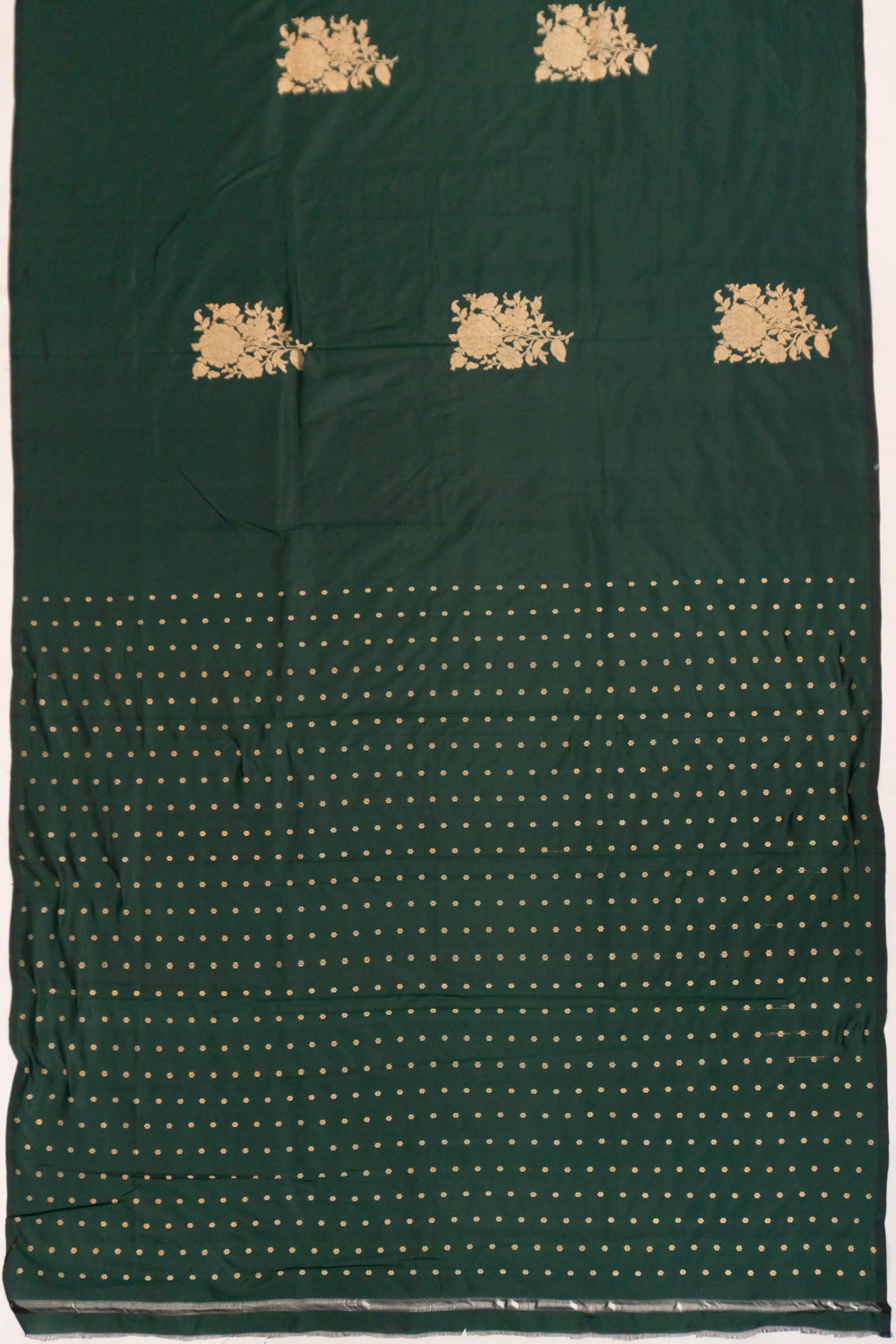 Banarasi Katan Silk Butta Bottle Green Saree