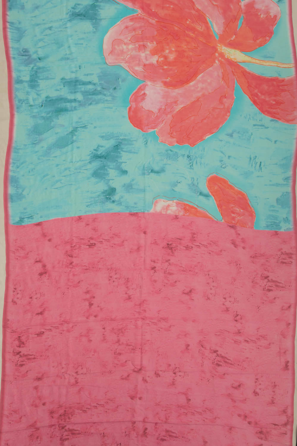 Crepe Floral Printed Sky Blue Saree