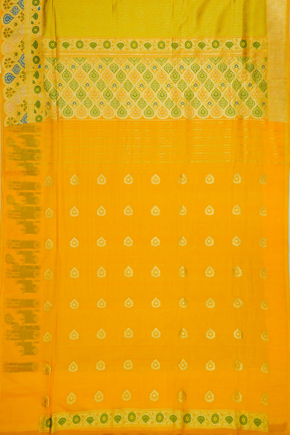 Banarasi Silk Brocade Yellow Saree