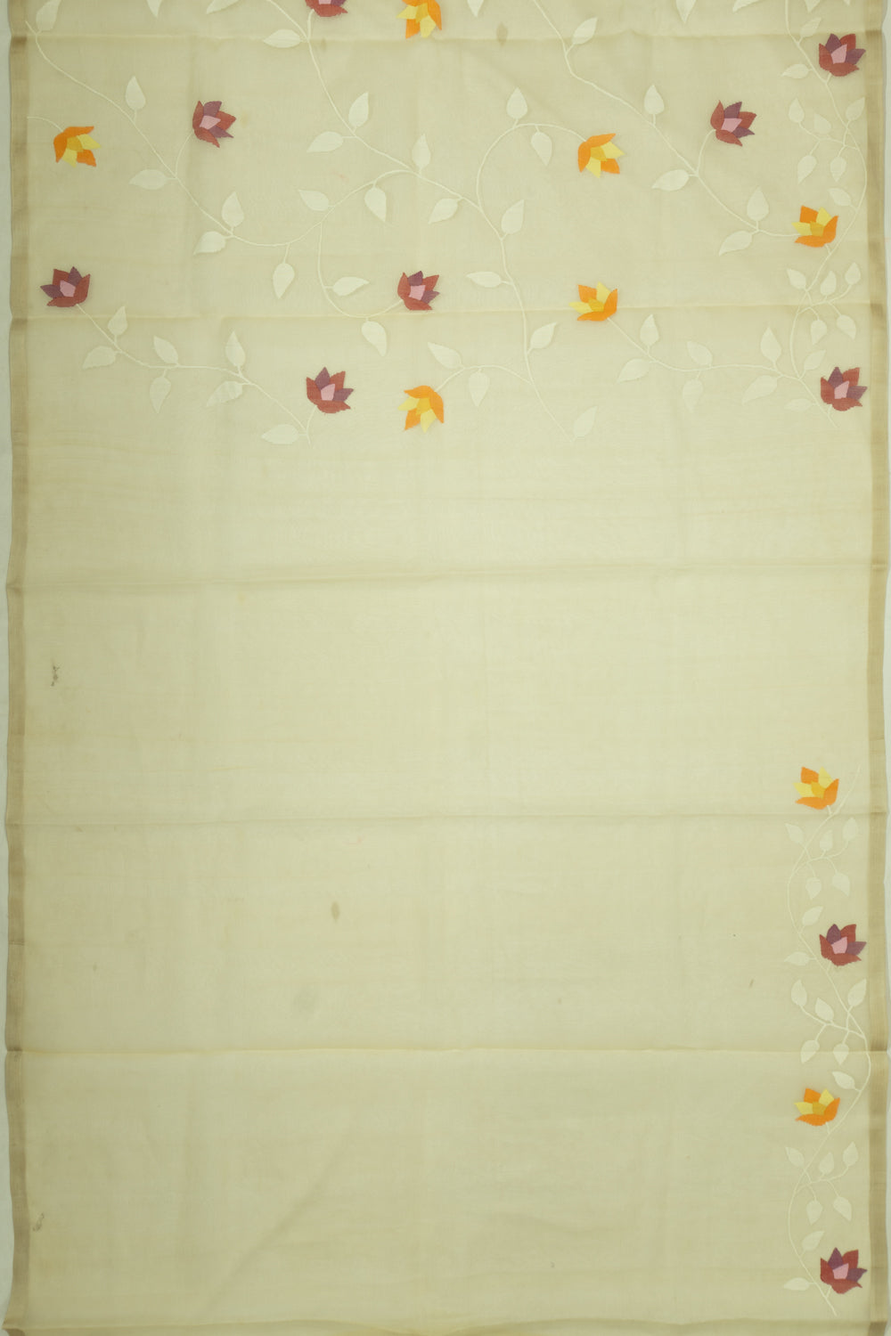 Dhakai Kora Organza All Over Jamdani Lime Yellow Saree