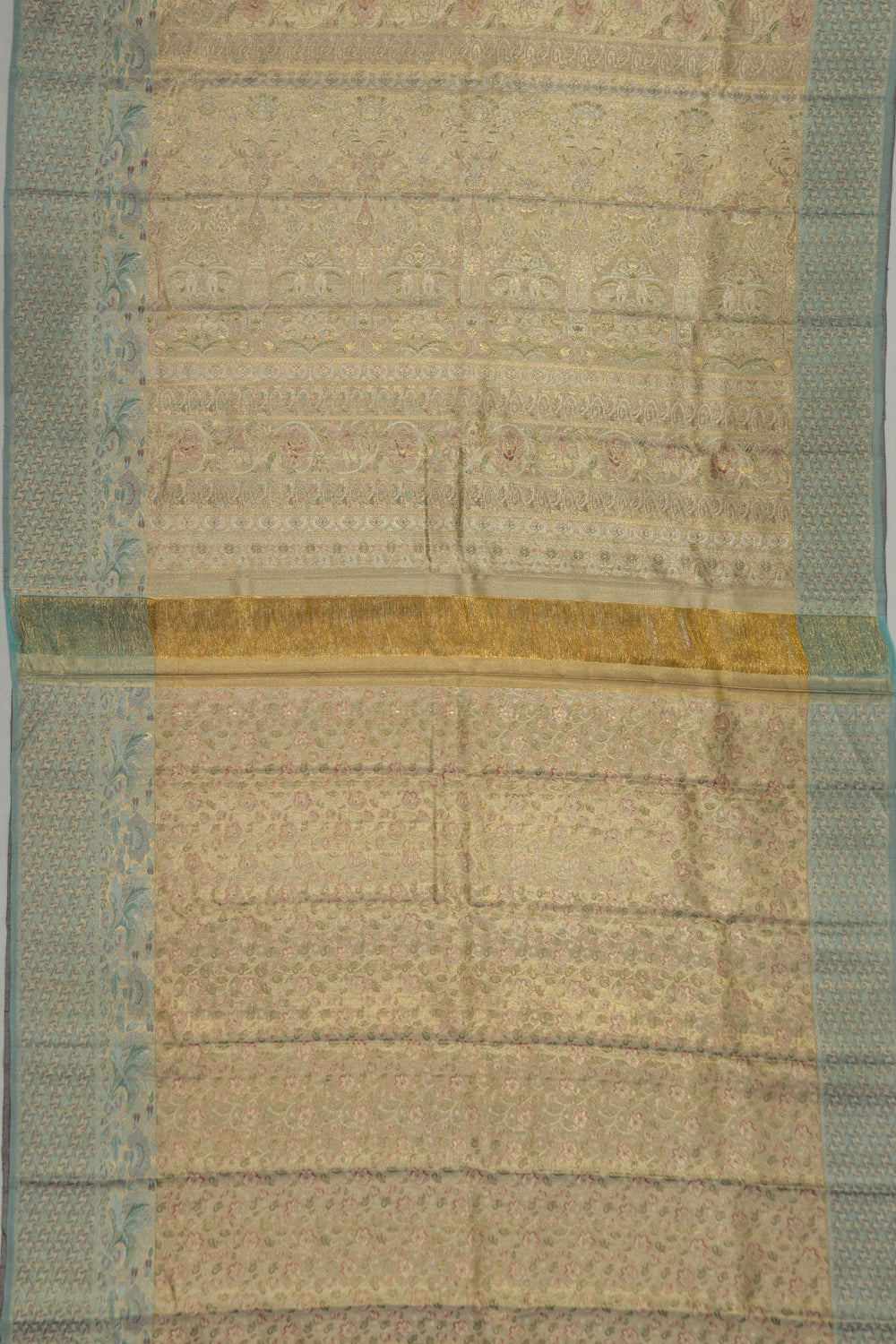 Kanchipuram Silk Tissue Brocade Gold Saree