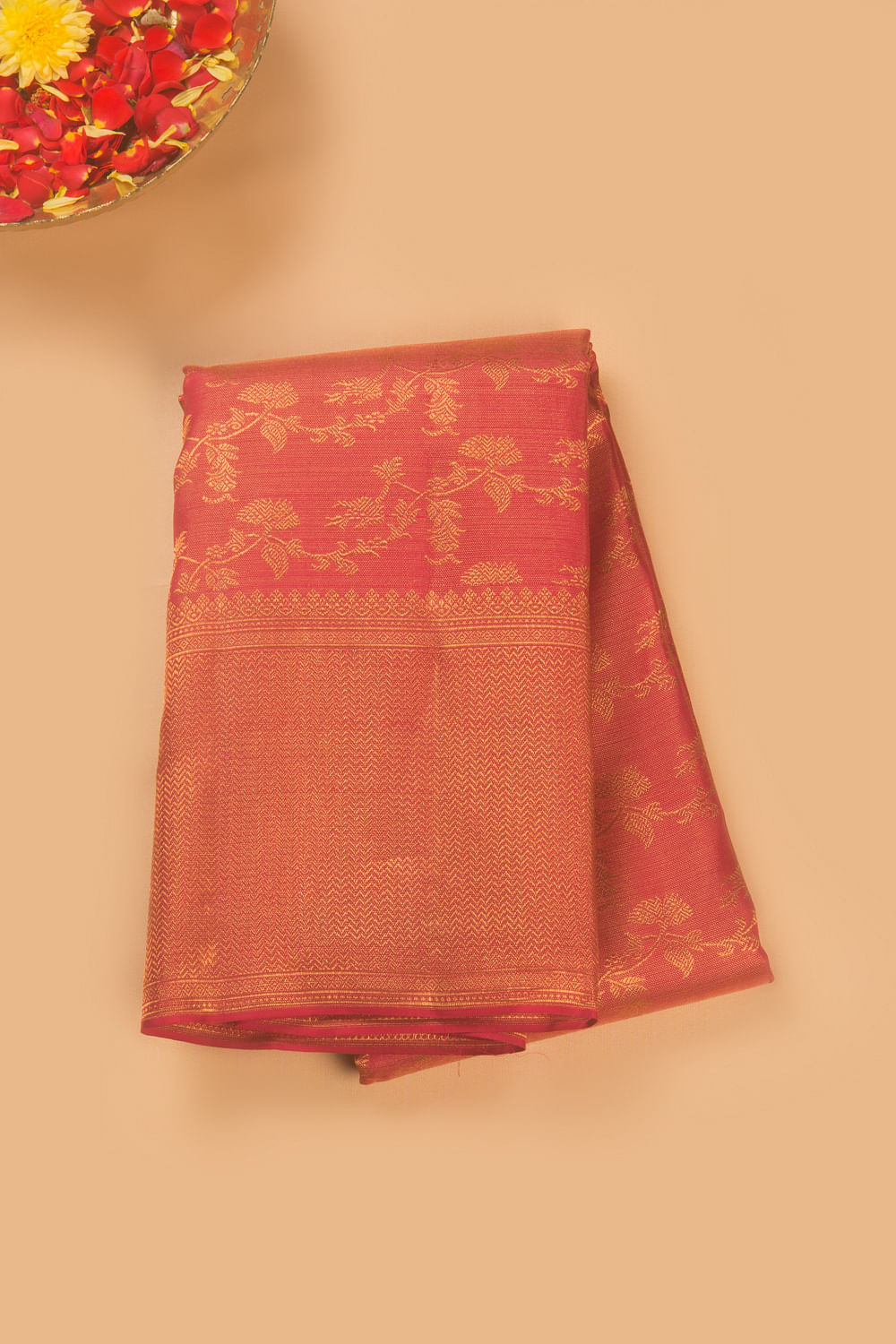Kanchipuram Silk Jaal Pink Saree