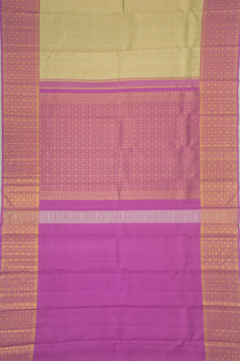 Kanchipuram Silk Tissue Brocade Pista Green Saree